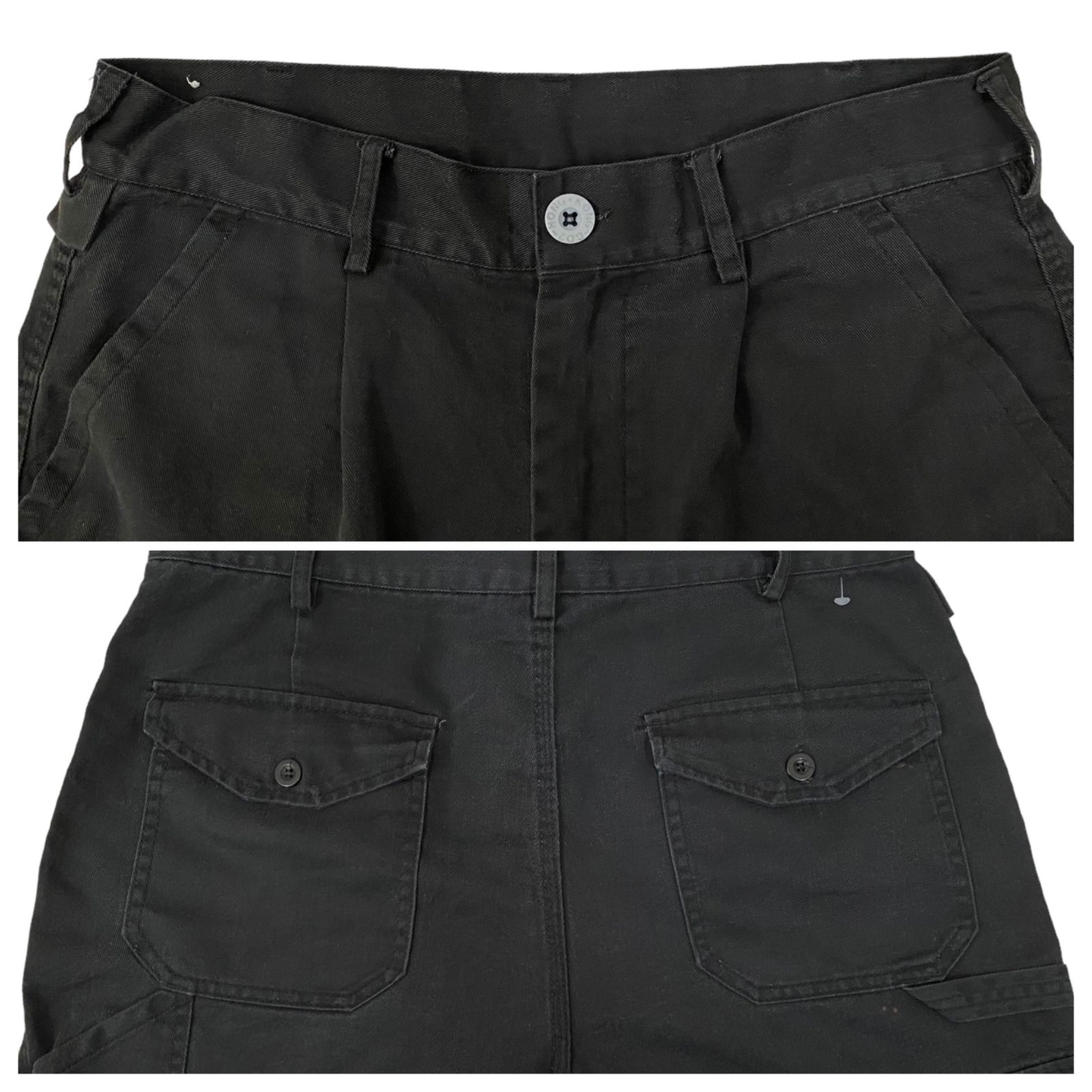 良品 ATLANCO ダブルニー ブラック カーゴパンツ USA製 2XL-R DICKIES (ディッキーズ) タック入り ワークパンツ ペインター