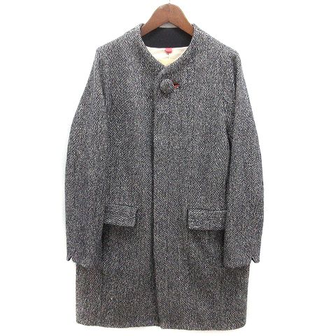パラスパレス Pallas Palace ウール カシミヤ ヘリンボーン ノーカラー