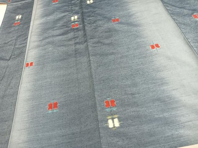 平和屋着物▽上質な紬 単衣 遠州椿 三越扱い 正絹 逸品 AABC3741fy