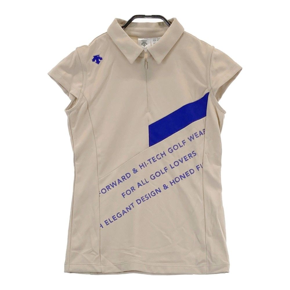 サイズ：S DESCENTE GOLF デサントゴルフ  ハーフジップ半袖ポロシャツ  ベージュ系 [240101423433] ゴルフウェア レディース ストスト サイズ：S DESCENTE GOLF デサントゴルフ ハーフジップ半袖