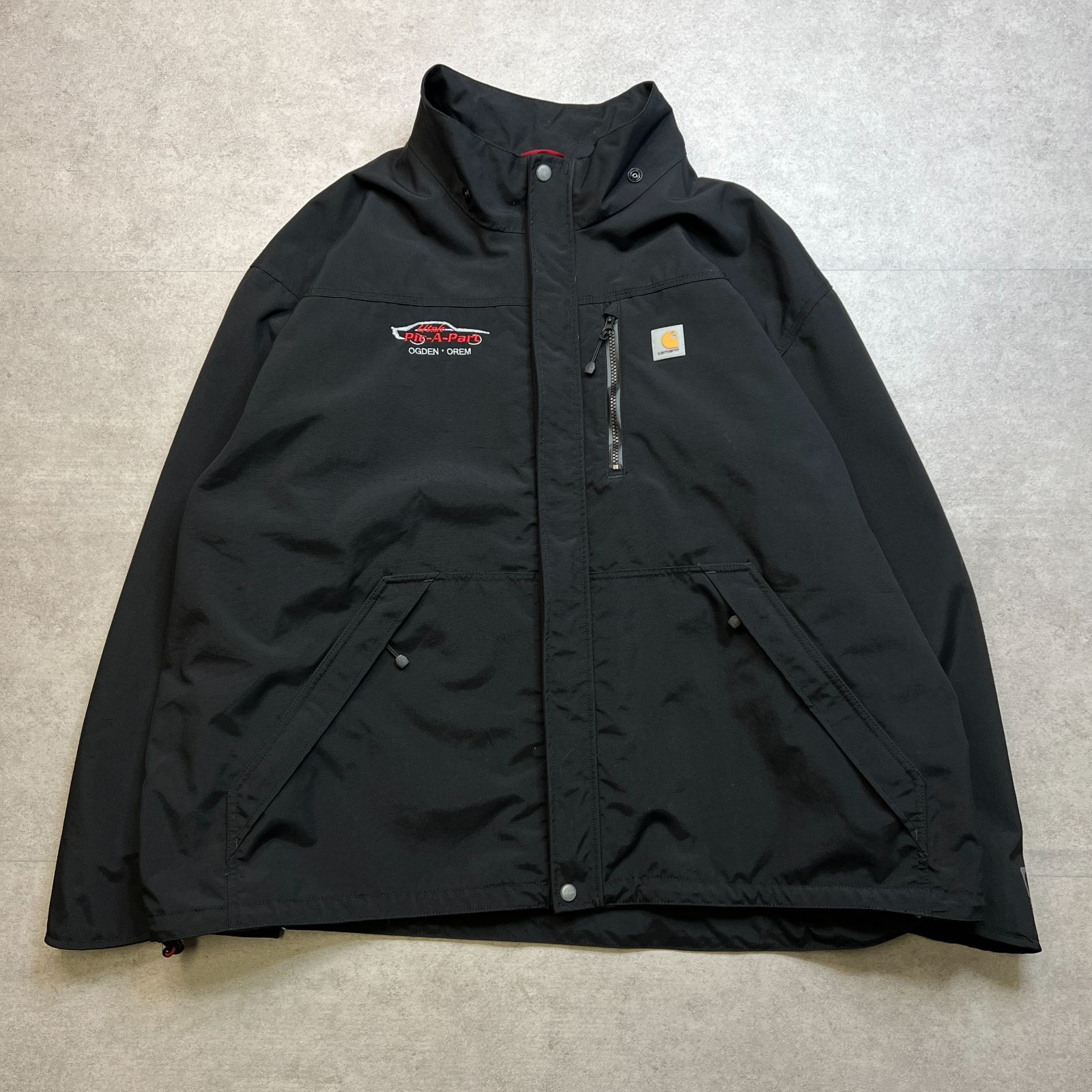 希少サイズ Carhartt カーハート ナイロンジャケット 企業ロゴ 刺繍 