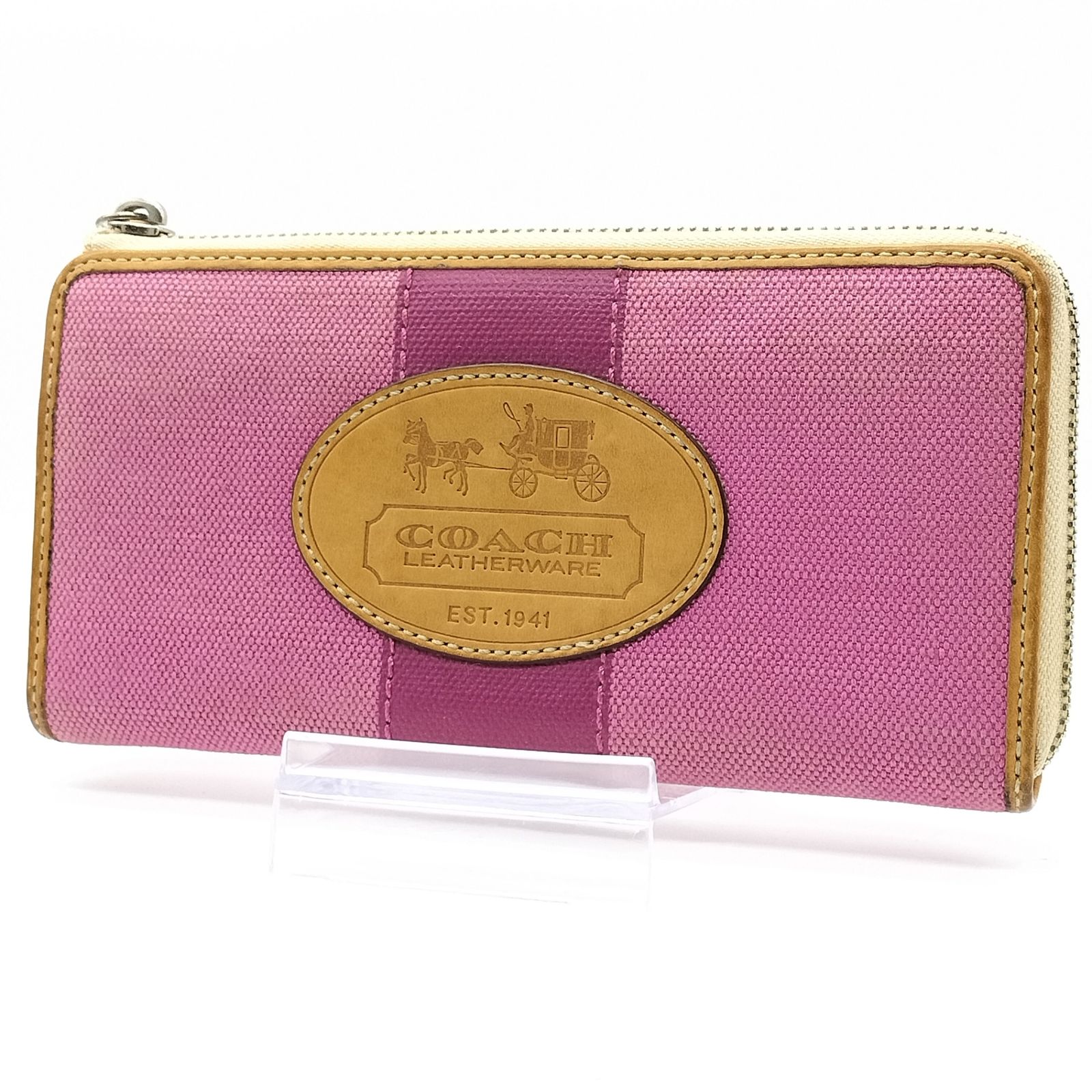 上質な素材✨】 COACH コーチ 長財布 L字ファスナー キャンバス レザー 