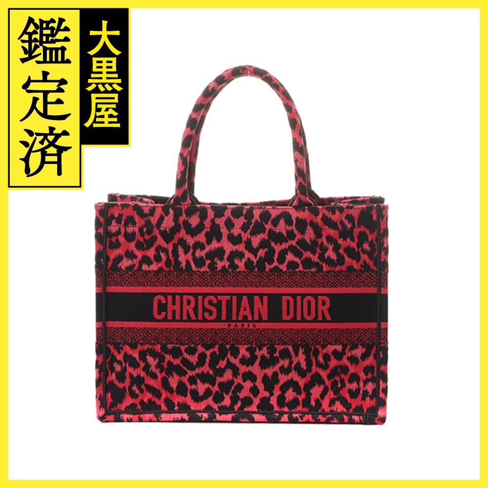Christian Dior クリスチャンディオール レオパード ブックトート ミディアム バッグ フューシャピンク/ブラック