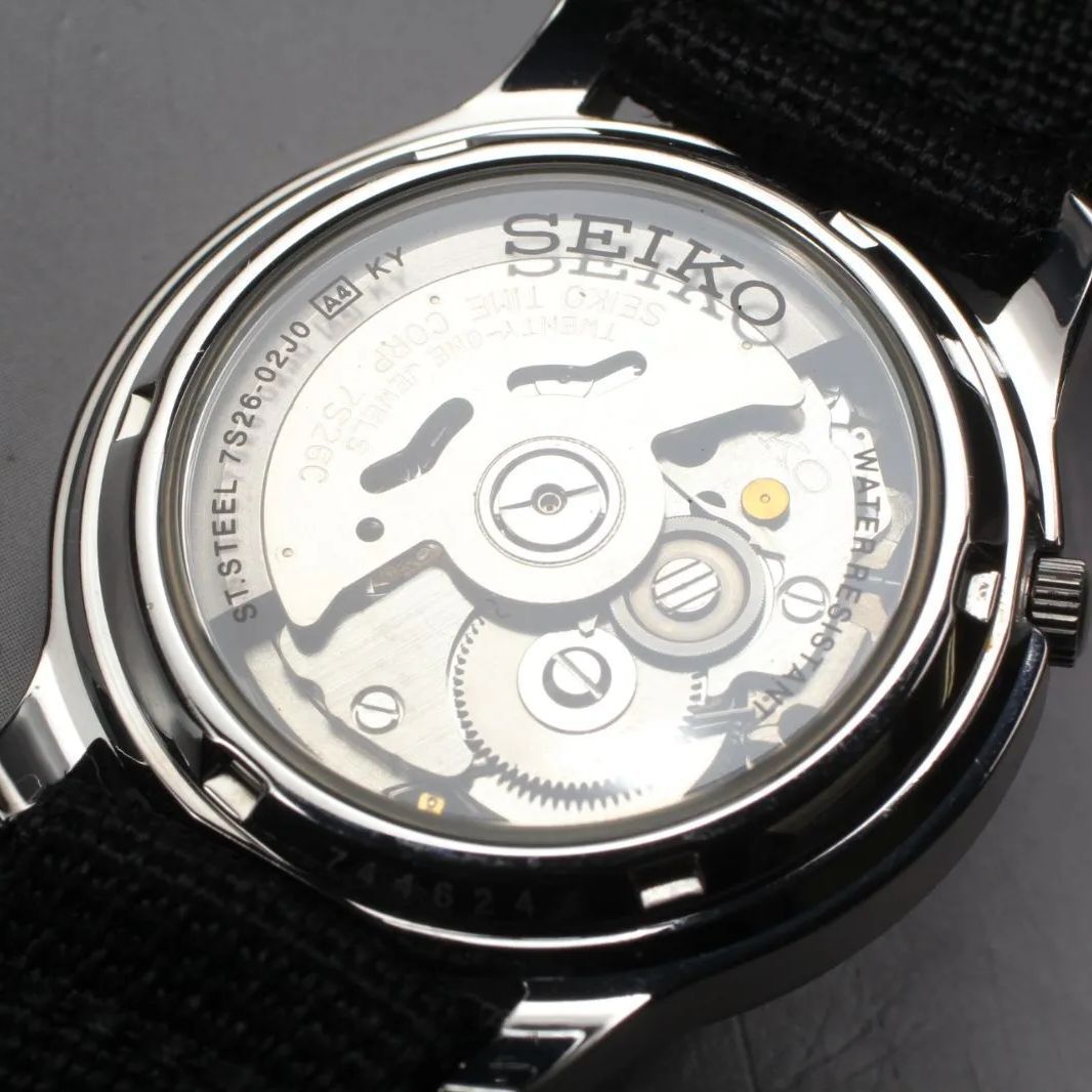 【美品】セイコー／セイコー5 ミリタリー 7S26−02J0 裏スケ／自動巻 中古 SEIKO5 ミリタリーウォッチ 自動巻き 裏スケルトン7S26