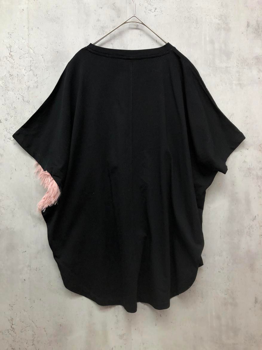 Margaux Vintage マルゴーヴィンテージ 半袖 ハートフリンジ Tシャツ sizeF|黒|ピンク ◎レディース