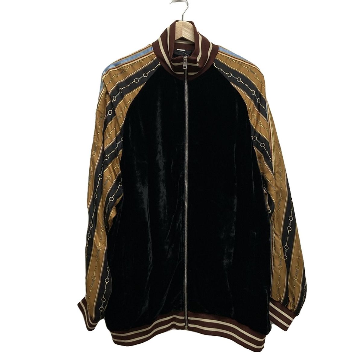 GUCCI(グッチ) ブルゾン サイズ48 M メンズ美品  - 572666 黒×ブラウン×マルチ 長袖/ベロア/春・秋物