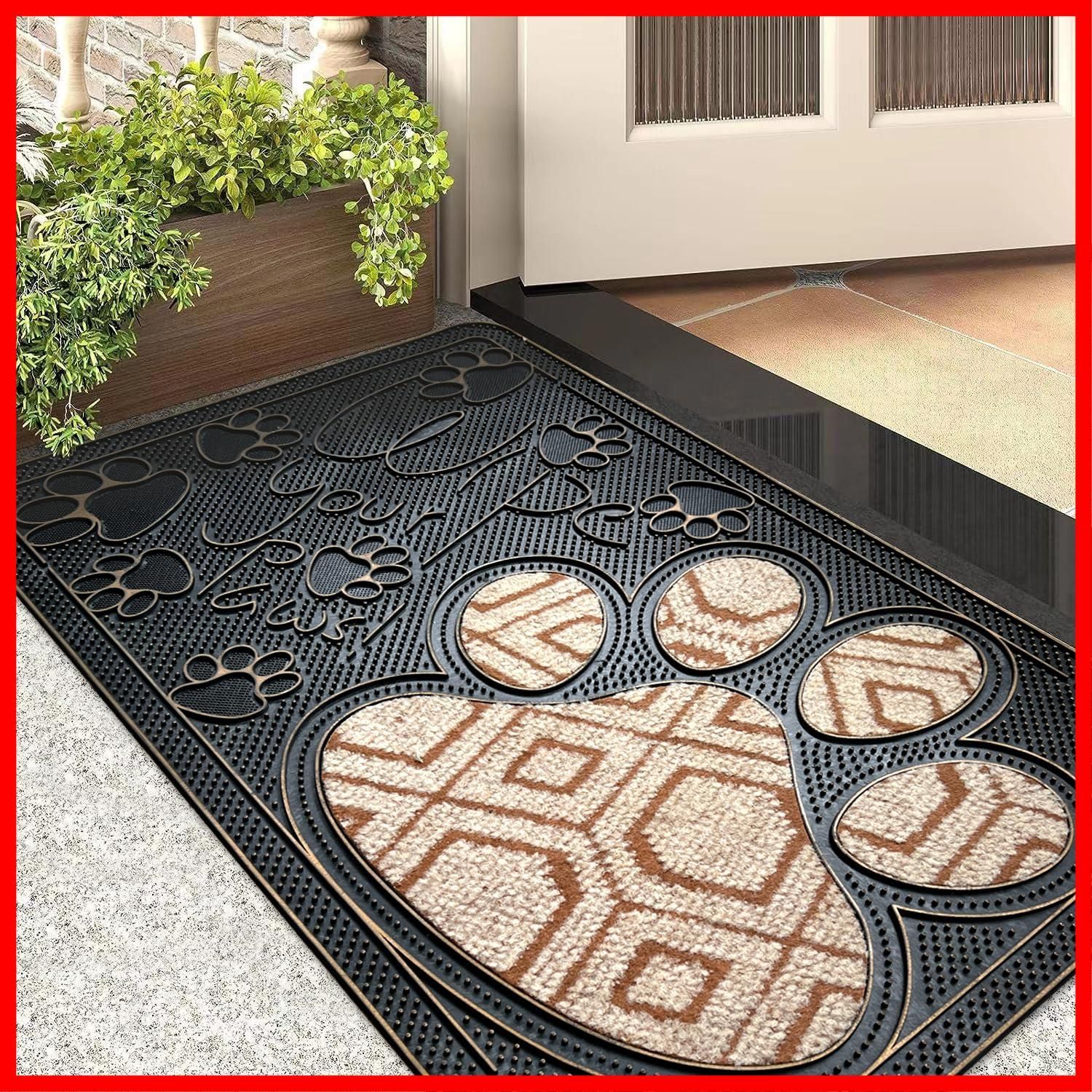 セブンと東 玄関マット室内屋外用泥落とし滑り止めおしゃれベランダ フロアドアマットアウトドアゴムマットガレージ吸水業務用 (50*80 猫の爪)