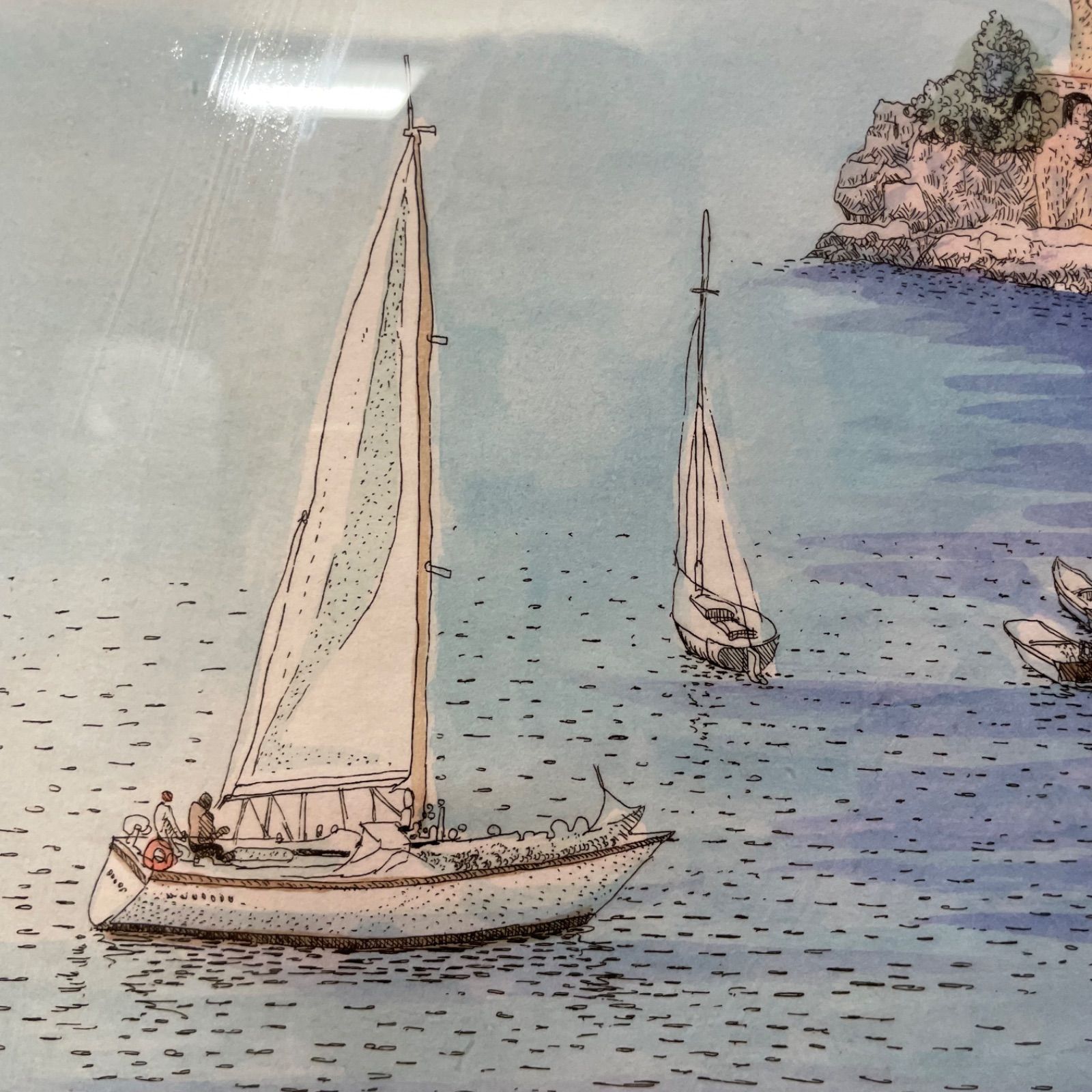 真作】版画 織田義郎 リトグラフ ポルトフィーノ 人気画家 名品