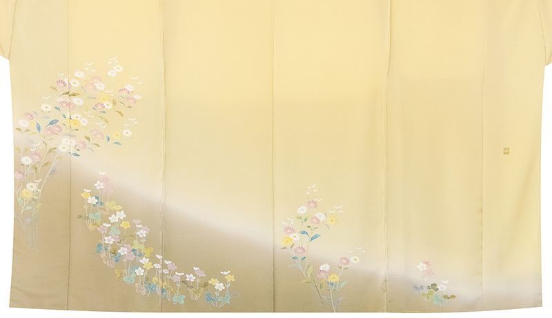 平和屋着物○訪問着 友禅 流水草花文 金彩 鬼しぼ縮緬 正絹 逸品