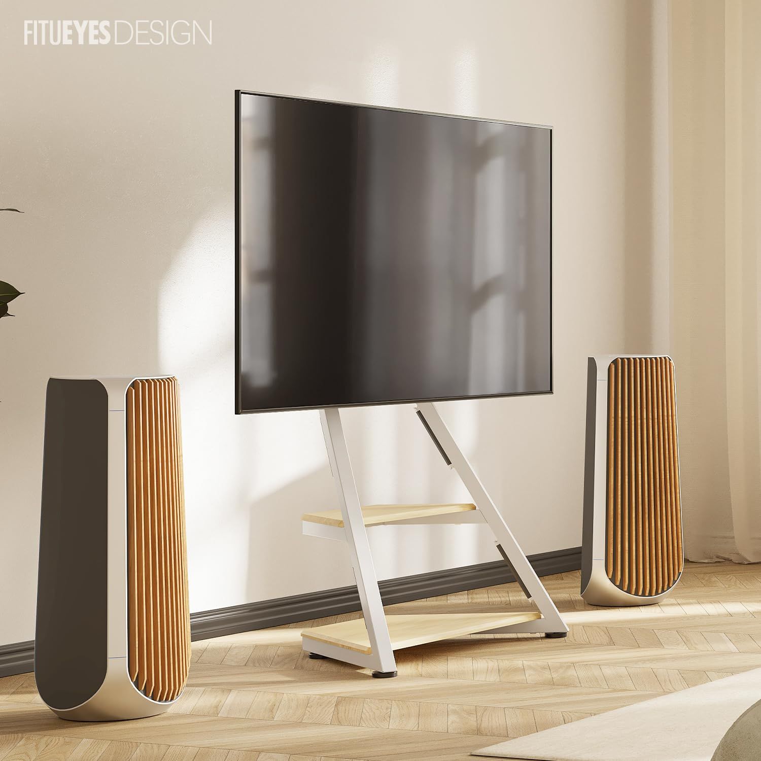  ロータイプ 65インチ対応 コーナーテレビ台 60 ケーブル管理 55 移動式 50 デザイン 43 高さ調節 32 首振り 壁寄せ インテリア キャスター付き 安定性 テレビスタンド エッフェルシリーズ DESIGN ナチュラル FITUEYES その他 レコーダー