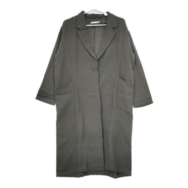 evam eva ウールアンゴラ ノーカラーコート 1 チャコール evam eva