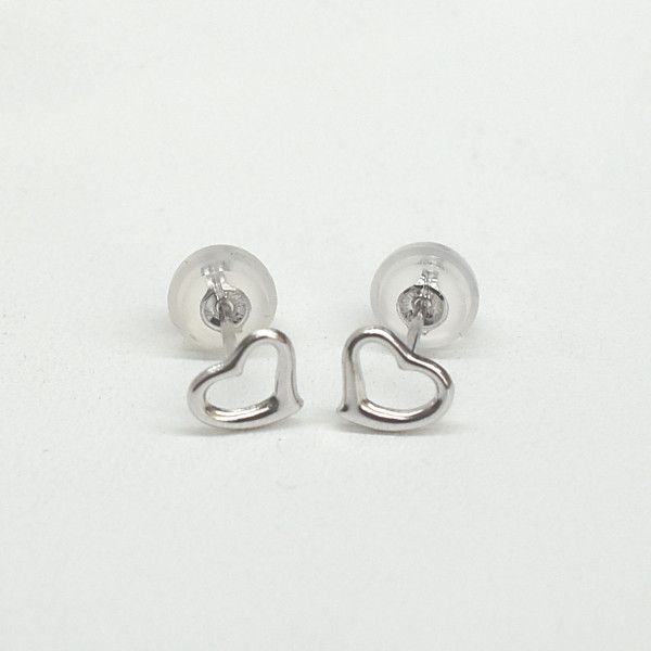 新品未使用】 K14 WG ハート 中 ピアス 刻印 ホワイトゴールド K14WG