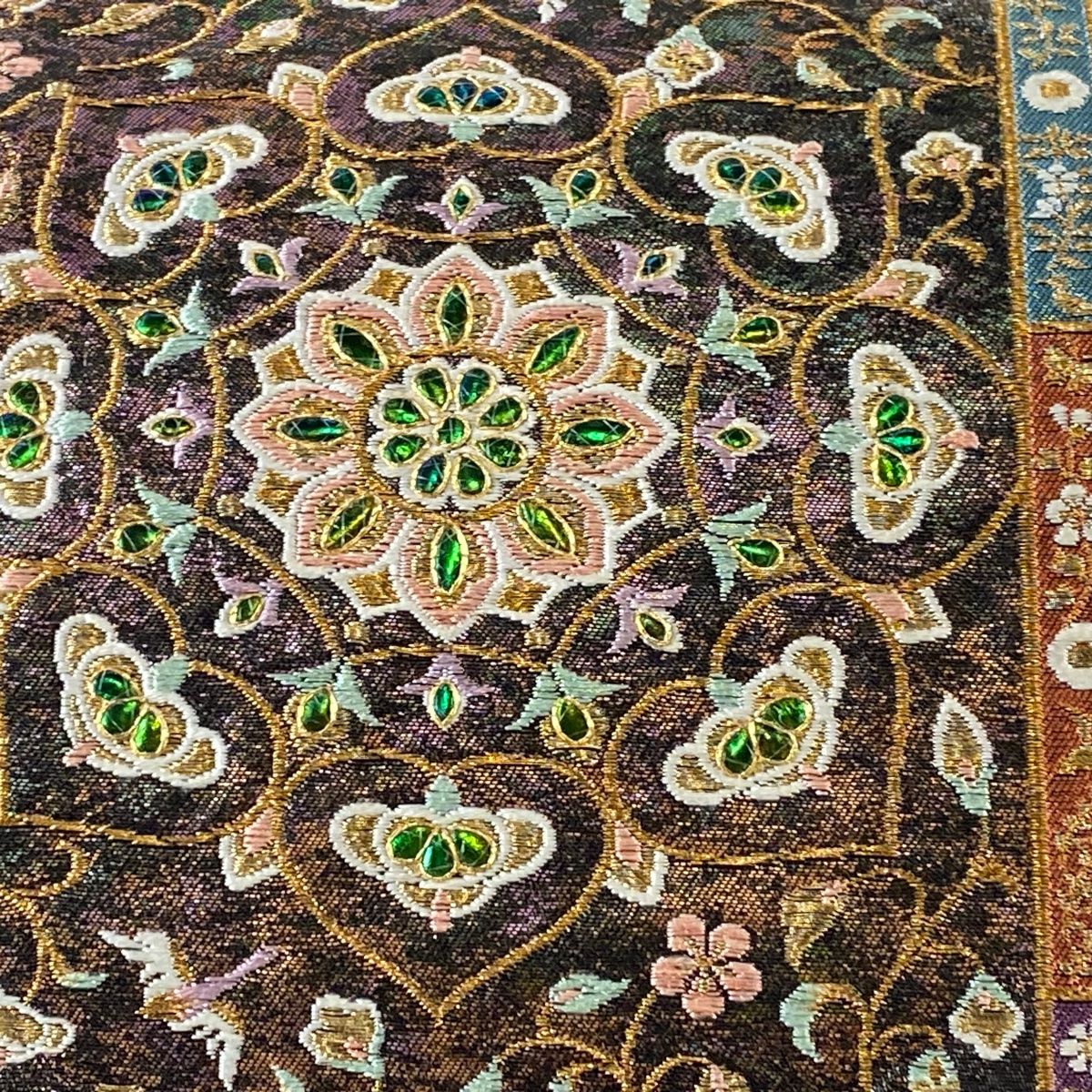 袋帯 名品 華文 花唐草 金糸 箔 黒灰 六通 正絹 【中古】 - メルカリ