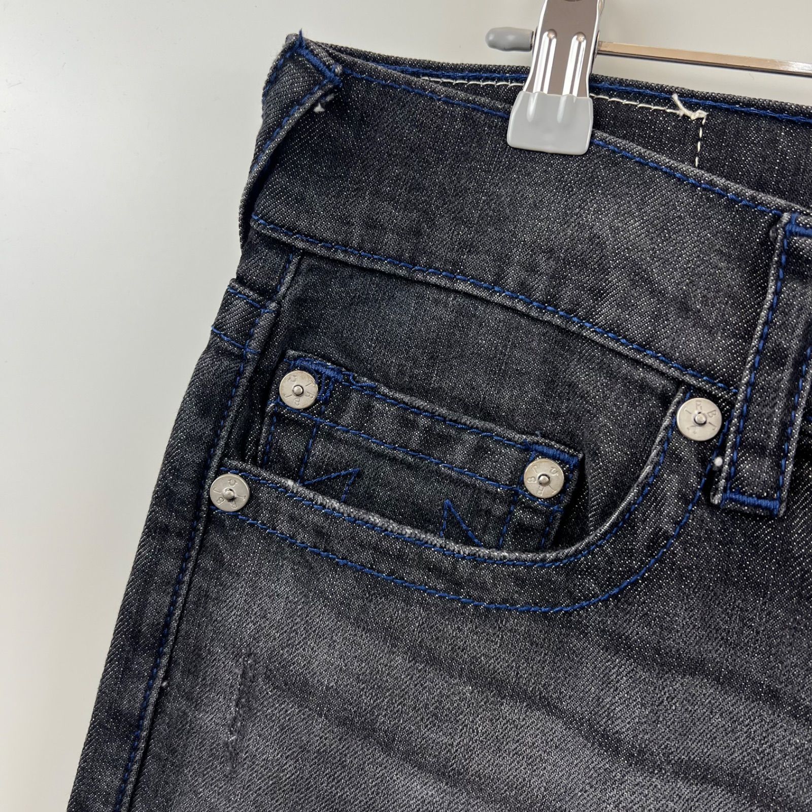 TRUE RELIGION RICKY relaxed straight blue stitch denim pants 30 