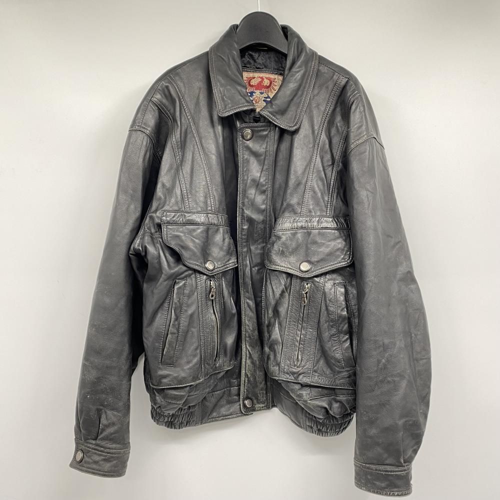 【中古】PELLE レザージャケット サイズ54 ブラック[17]