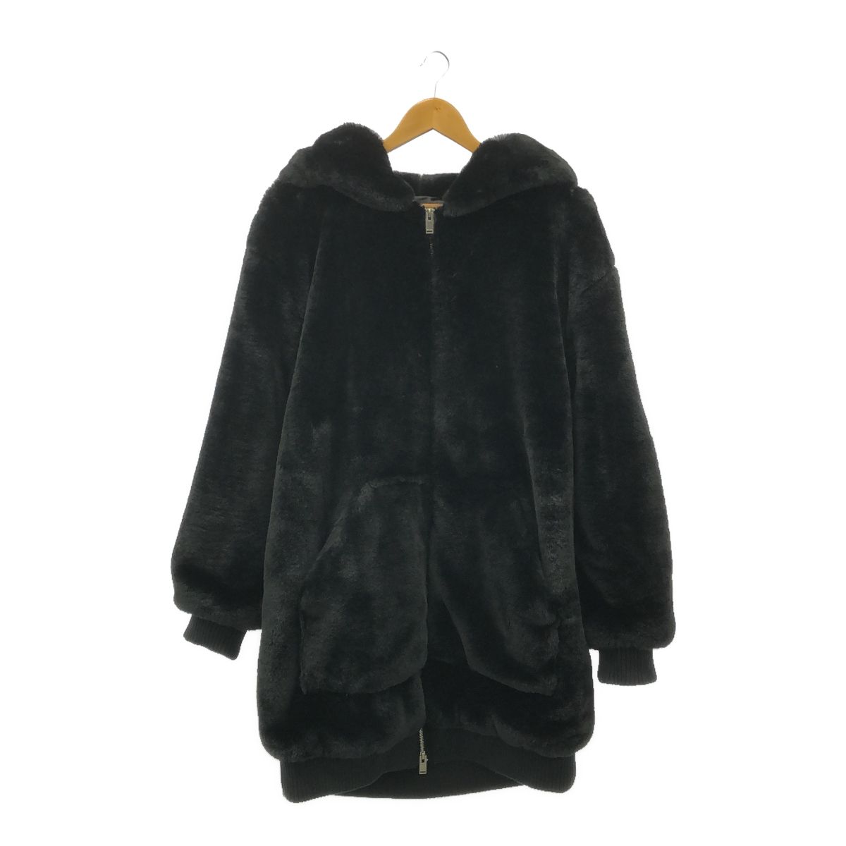 ◇中古品◇ZARA ザラ フェイクファーコート メンズ ブラック USA
