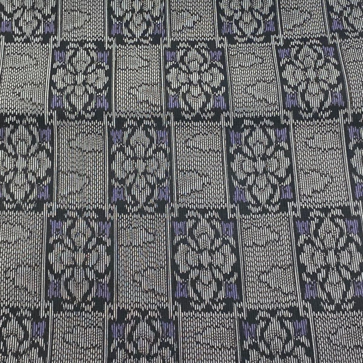 反物 秀品 紬 証紙 草花 雲文 墨色 正絹