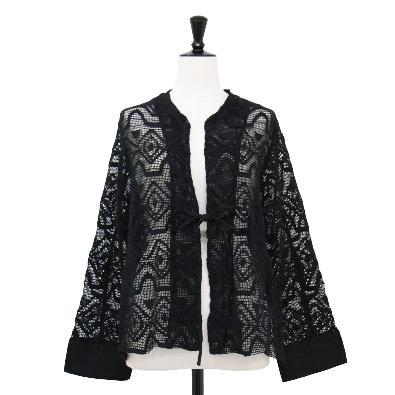 RIAM PLAGE リアム プラージュ パンツ ブラック 黒 サイズ 36 S | 23春夏 レース シャツ | ジャケット 長袖 ノー コットン リネン | トップス 羽織り 着回し レディース