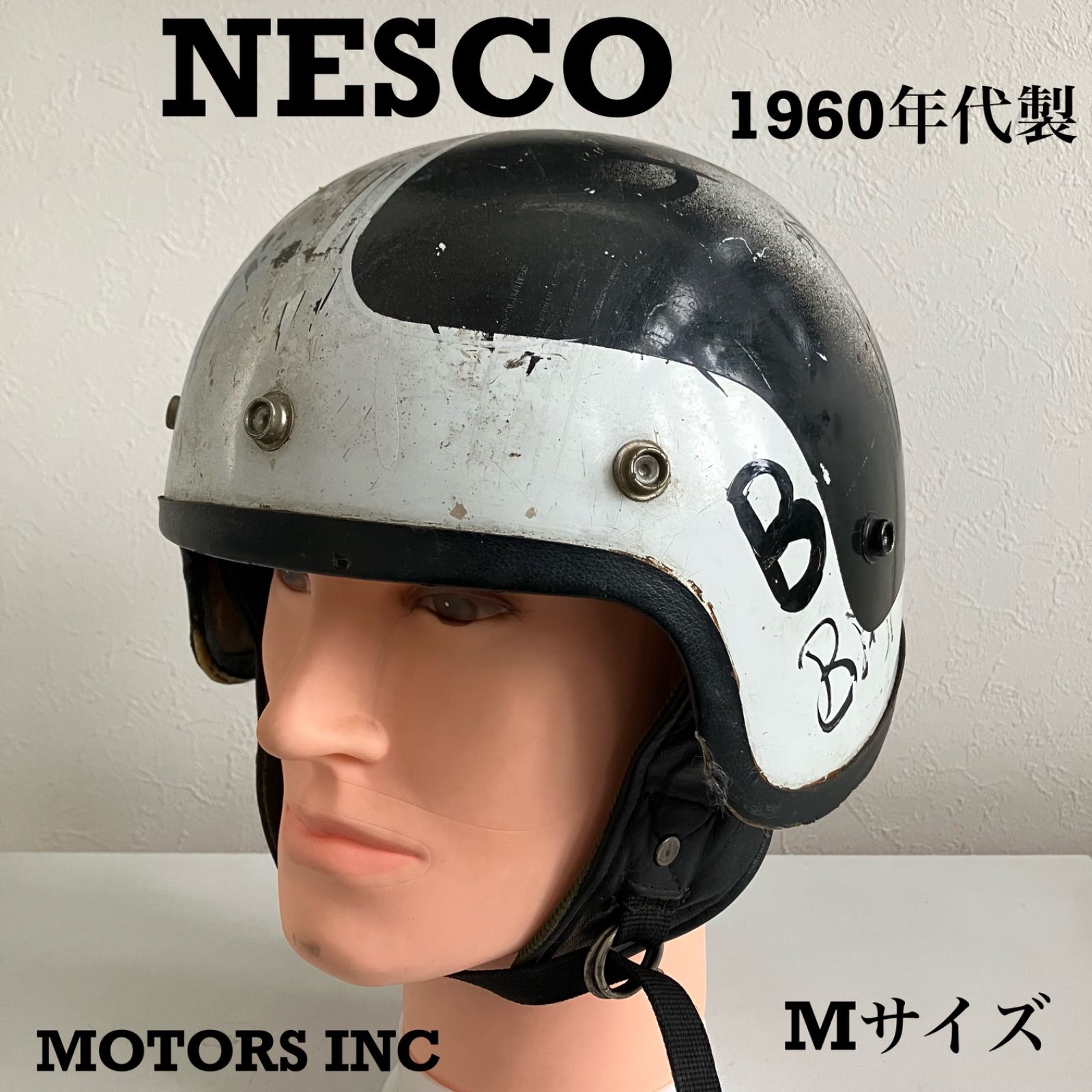 NESCO☆ビンテージ ヘルメット Mサイズ 1960代年製 当時物 ハーフ 