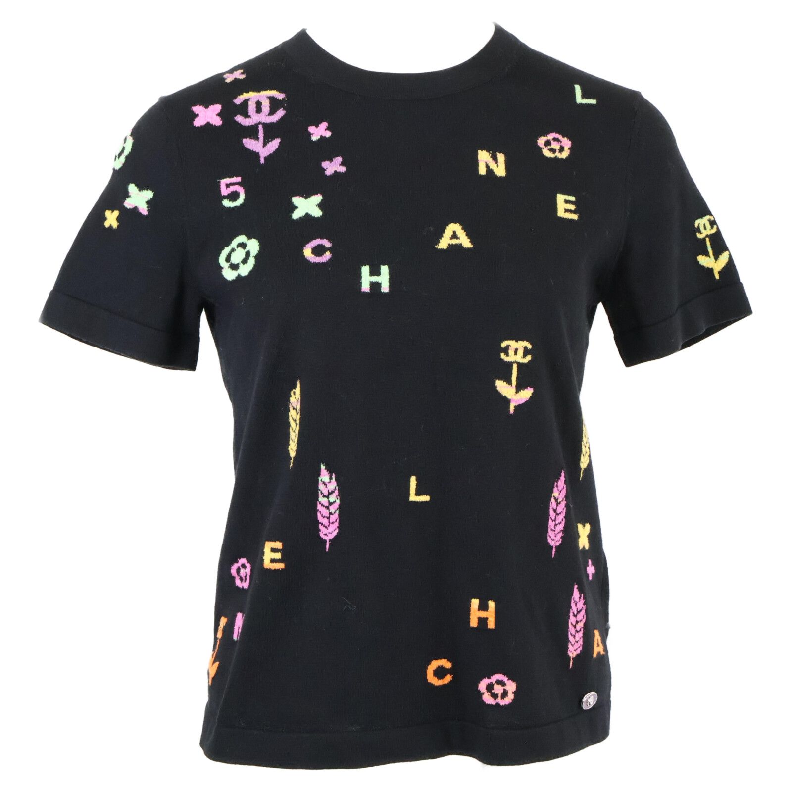 CHANELブラック ボタン付きハイネック Tシャツ $_57.JPG?set_id=880000500F