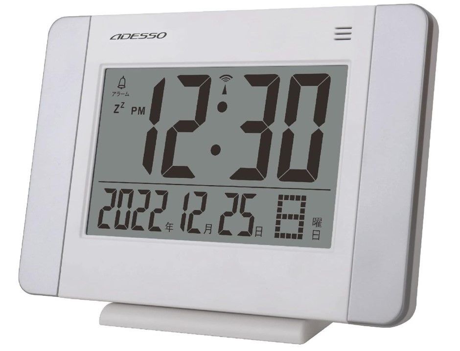 ADESSO(アデッソ) 置き時計 デジタル 電波時計 日付 曜日 表示 置き掛け兼用 NA-530 ホワイト