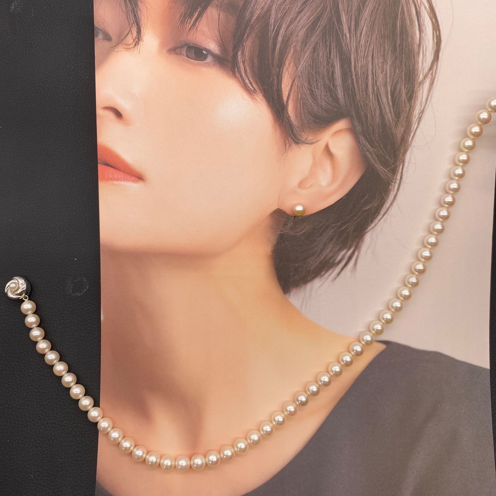 買取店 K18WG K14WG 本真珠 パール 7mm ピアス B7728A