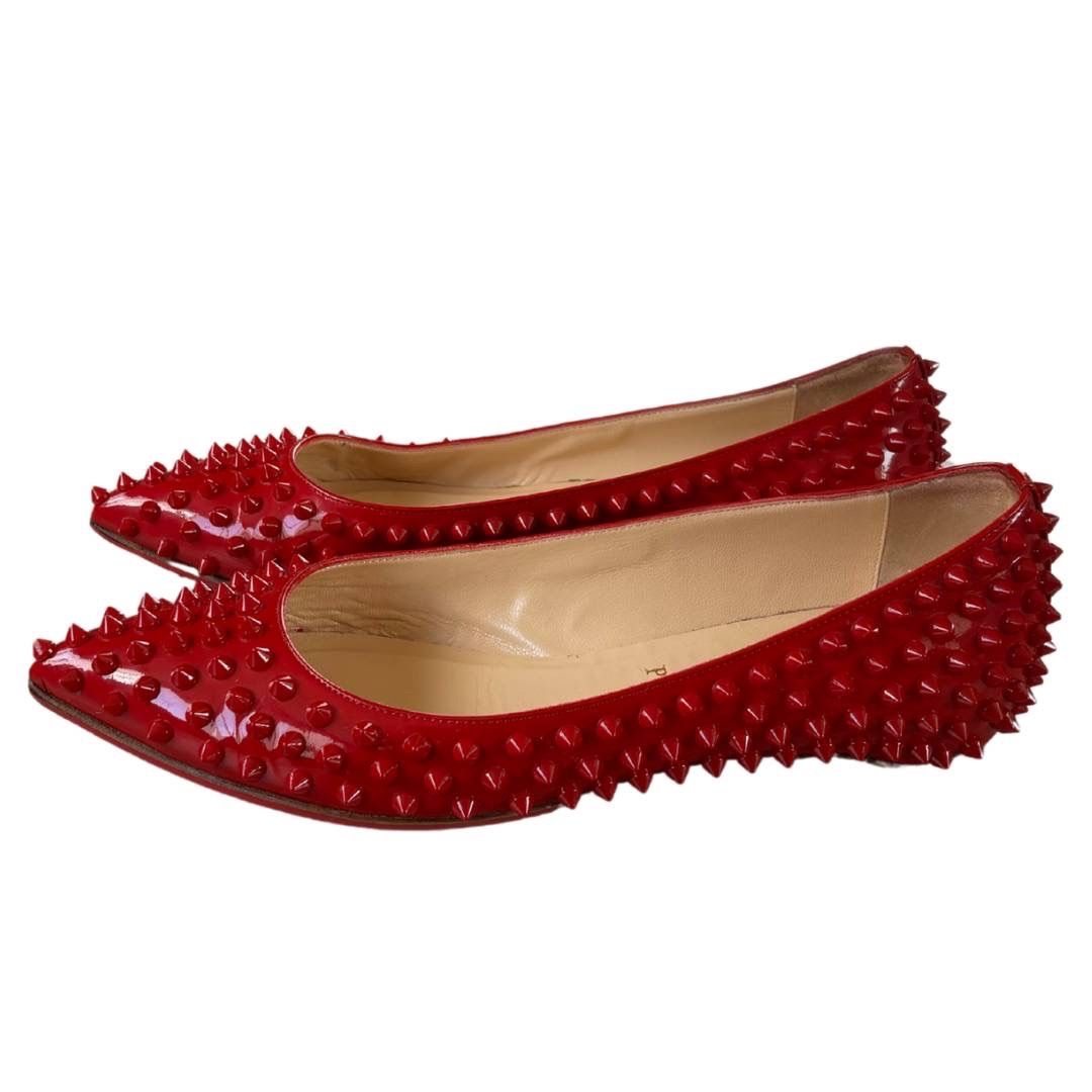 美品　クリスチャンルブタン　フラットシューズ　パンプス　スタッズ　レッドソール Christian Louboutin】クリスチャンルブタン レッド スタッズ