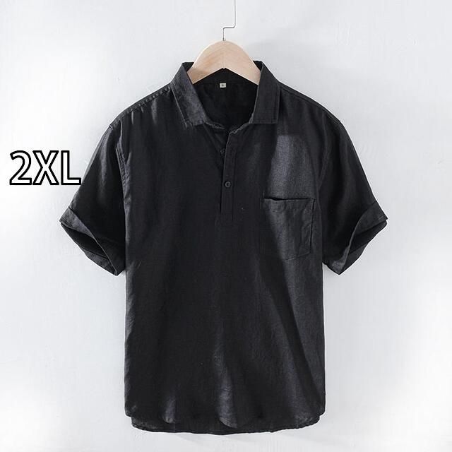 2XL メンズ ファッション 服 オシャレ シンプル 大人 かっこいい 大きいサイズ ストリート 紳士服 ワーク シャツ 半袖 リネン スリム シンプル カジュアル シャツ