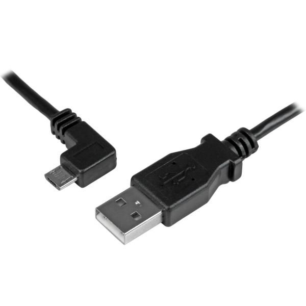 【新品・2営業日で発送】Startech スターテック.com Micro USBケーブル 2m L型左向き オス／オス USBAUB2MLA