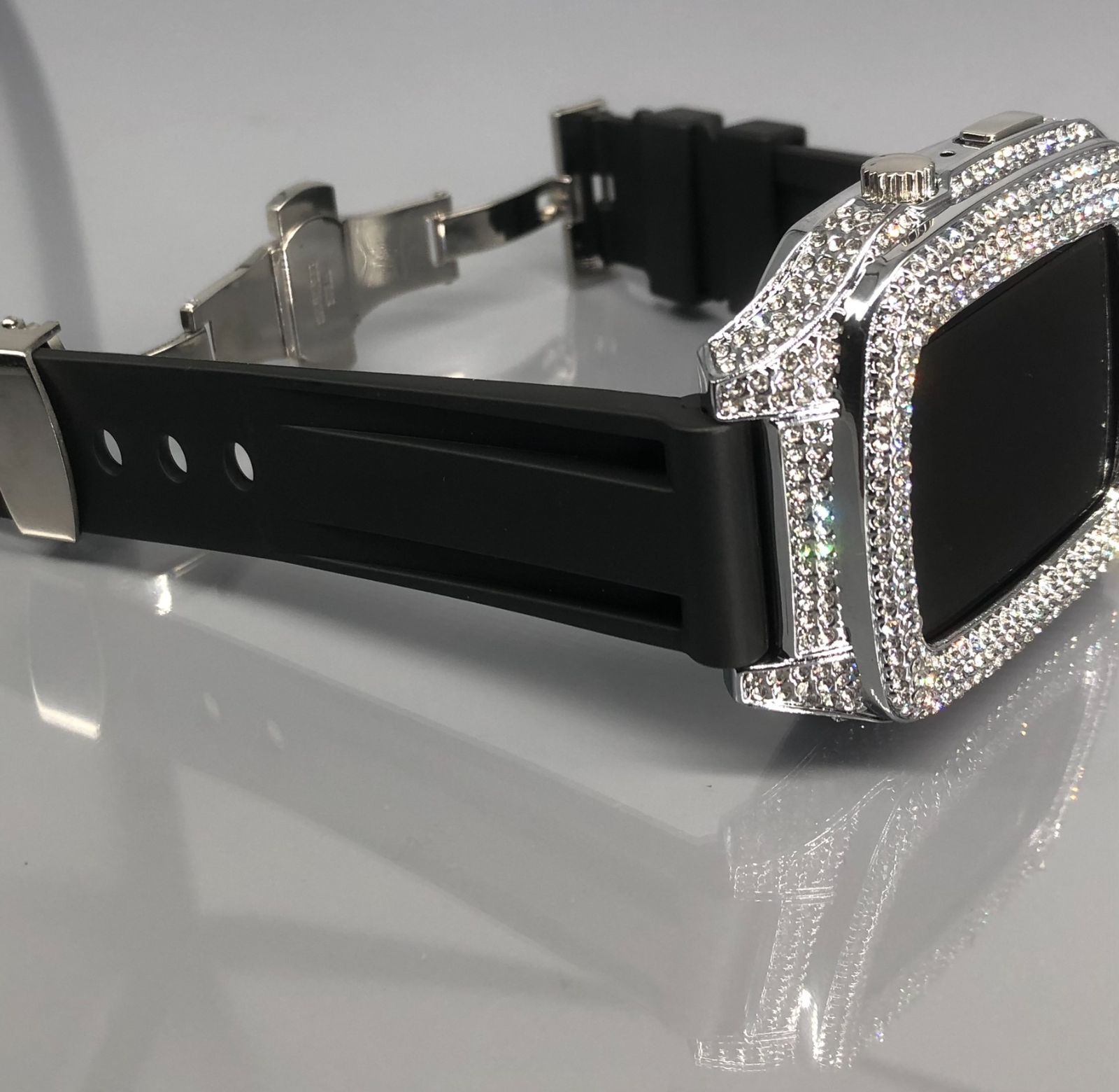 GimelZayin ブラックシルバー☆アップルウォッチ ステンレス カバー 