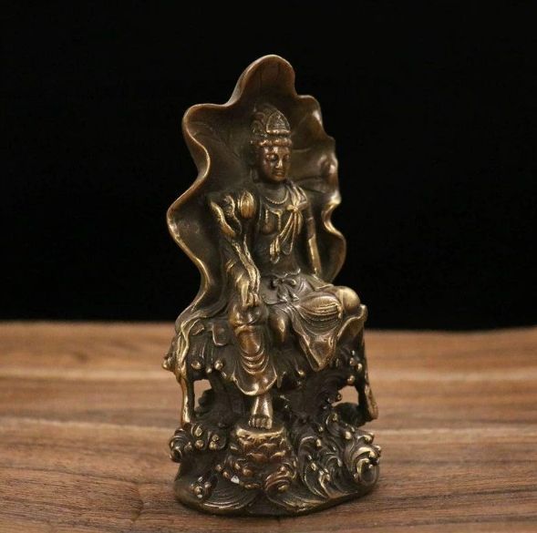 仏教美術 仏像 蓮華蓮葉自在観音仏像 銅製 銅器 仏教美術 仏像 蓮華蓮葉自在観音仏像 銅製 銅器