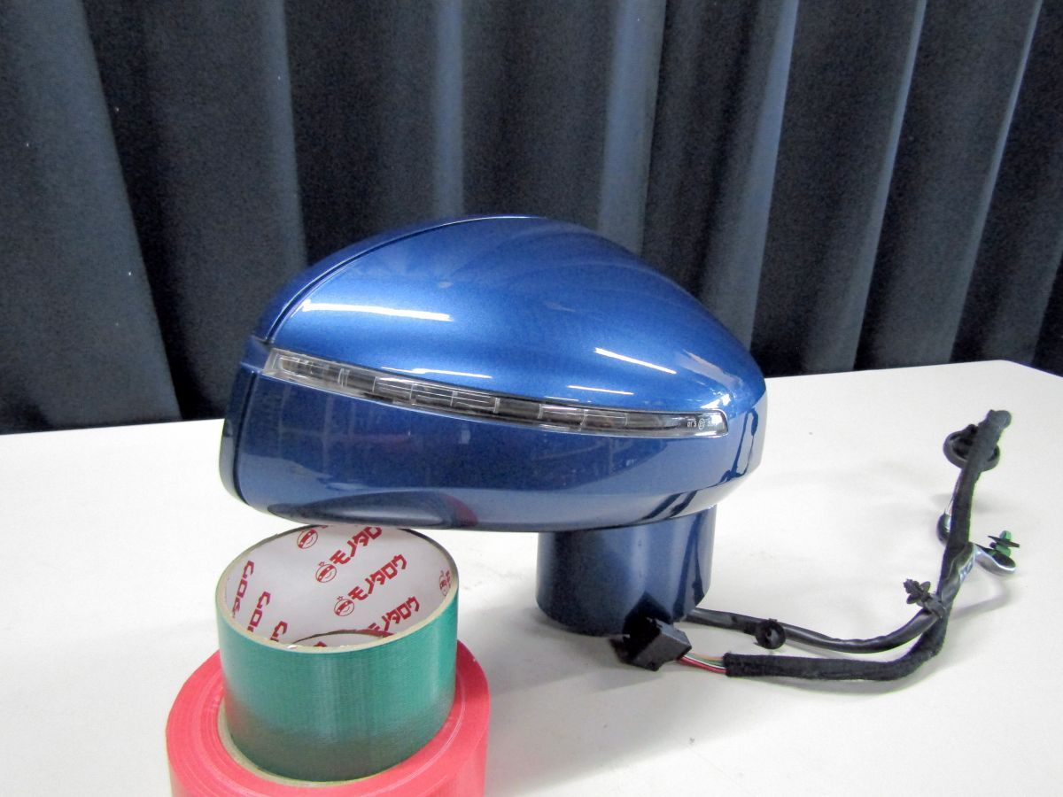 アウディ 8J TTクーペ 純正 右 ドアミラー 10P 8JBWA 右ハンドル車 青 LZ5C