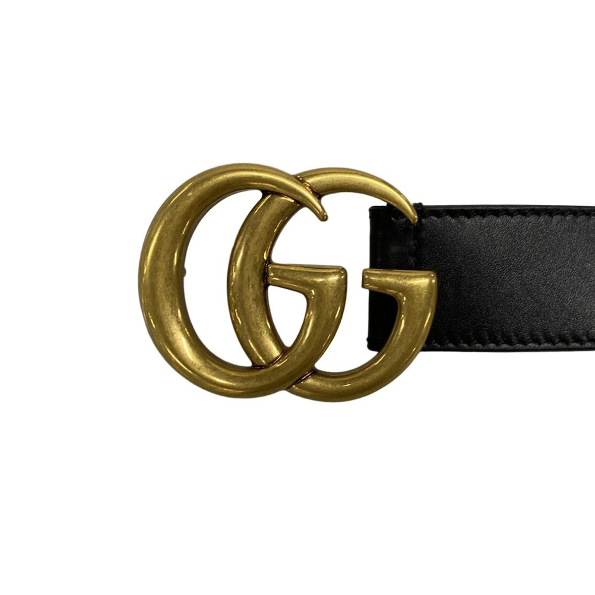 GUCCI(グッチ) ベルト 75・30 - 414516 黒×ゴールド ダブルG