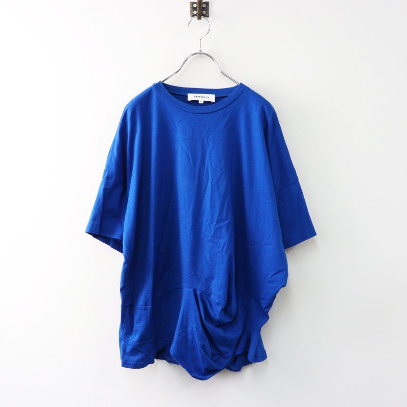 2025AW 定価2.2万 エンフォルド ENFOLD CURVE LAYERED-HEM T-SHIRT カーブ レイヤード ヘム Tシャツ 38|ブルー 2400014395976