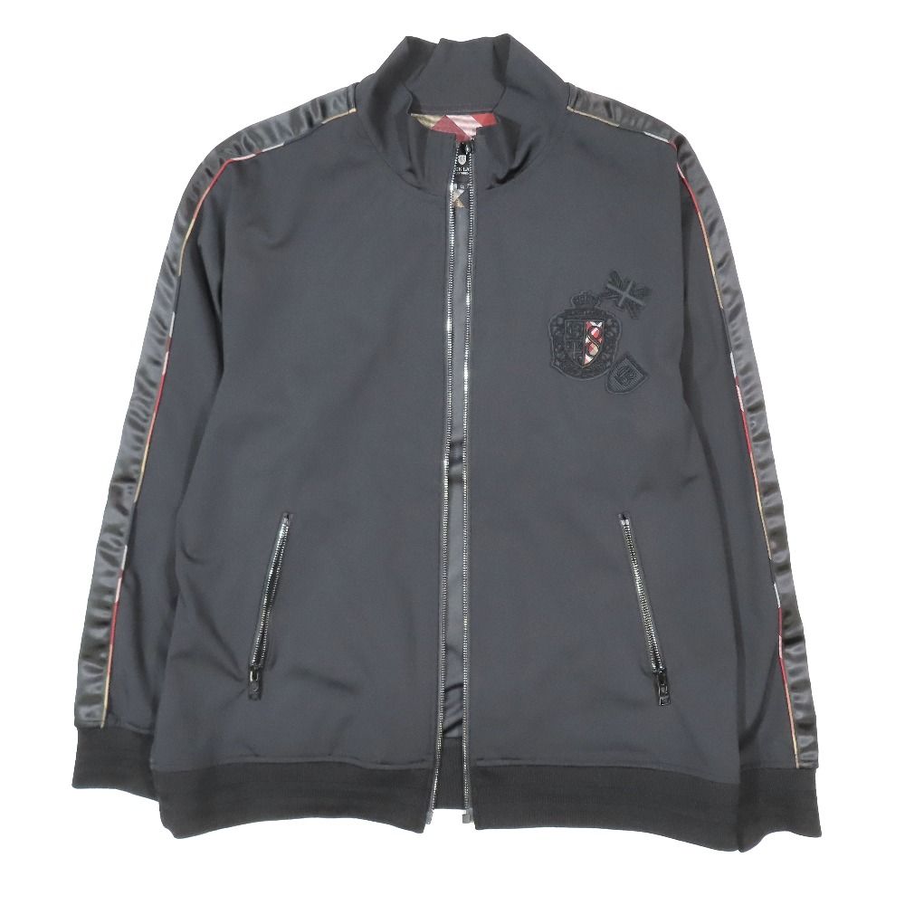 BLACK LABEL CRESTBRIDGE ブラックレーベル クレストブリッジ スタンドカラーブルゾン ジャージ トラックジャケット ブラックLL メンズ 古着