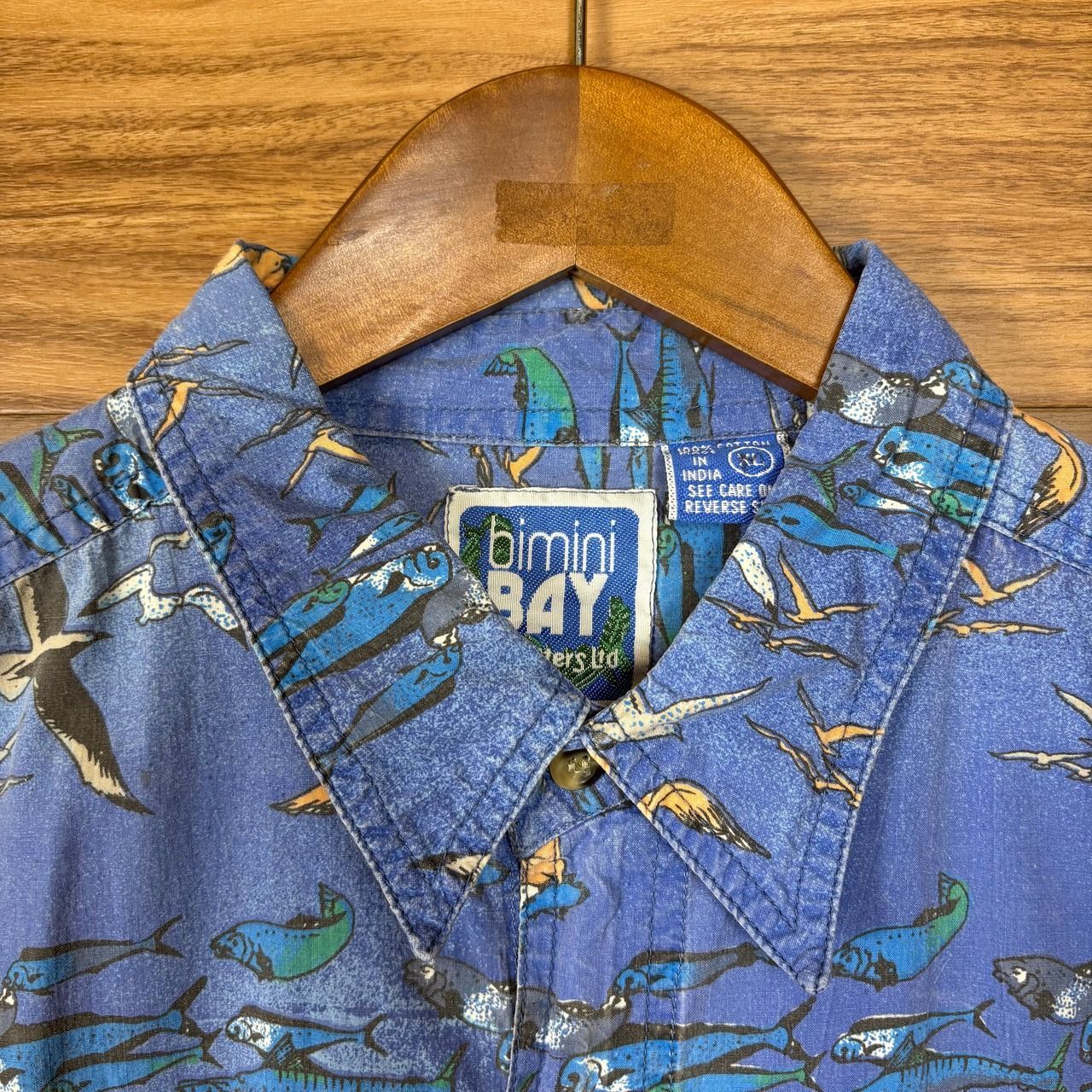 90s ビンテージ BIMINI BAY 半袖シャツ XL R-4344 1点物◇Bimini Bay長袖フィッシングシャツ古着メンズXLレディースOK
