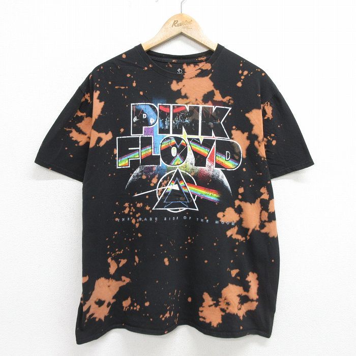 XL/古着 半袖 ロック バンド Tシャツ メンズ ピンクフロイド 大きいサイズ コットン クルーネック 黒他 ブラック ブリーチ加工 24jun26 中