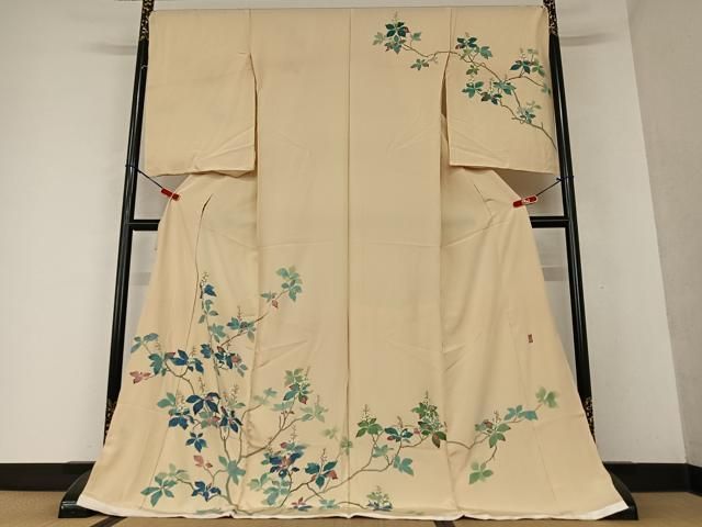 K0686 美品 逸品 ちりめん地 本手加工 正絹 訪問着 K0686 美品 逸品 ちりめん地 本手加工 正絹 訪問着