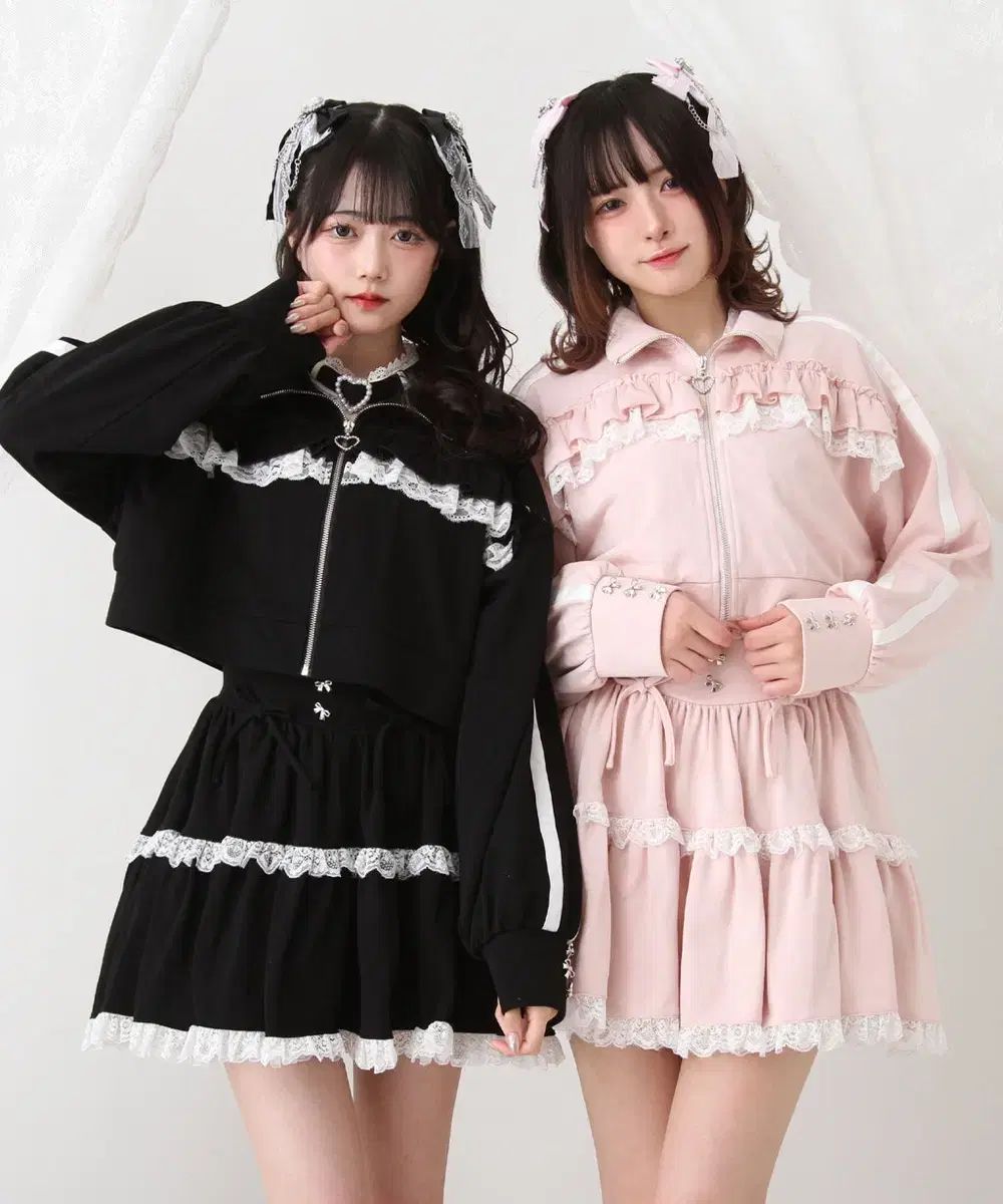 DearMyLove ディアマイラブ フリル リボン セットアップ ピンク m
