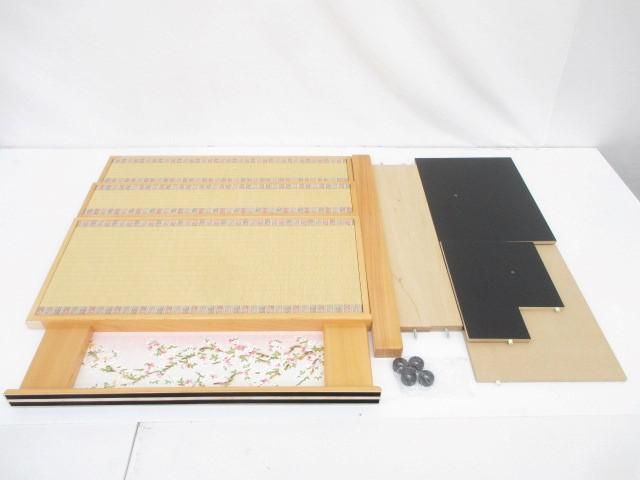 新品 雛道具 桧三段飾り台 70cm枝桜/桧京洛 四曲屏風 33cm道長桜 雛人形 ひな人形 お雛様 ひな祭り 節句人形