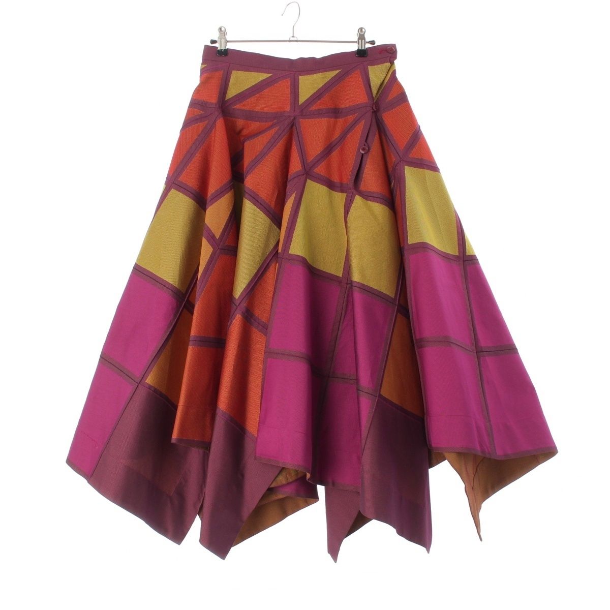 イッセイミヤケ 15AW スチーム ストレッチ フ スカート IM54FG517 ピンク×ゴールド マルチカラー 2