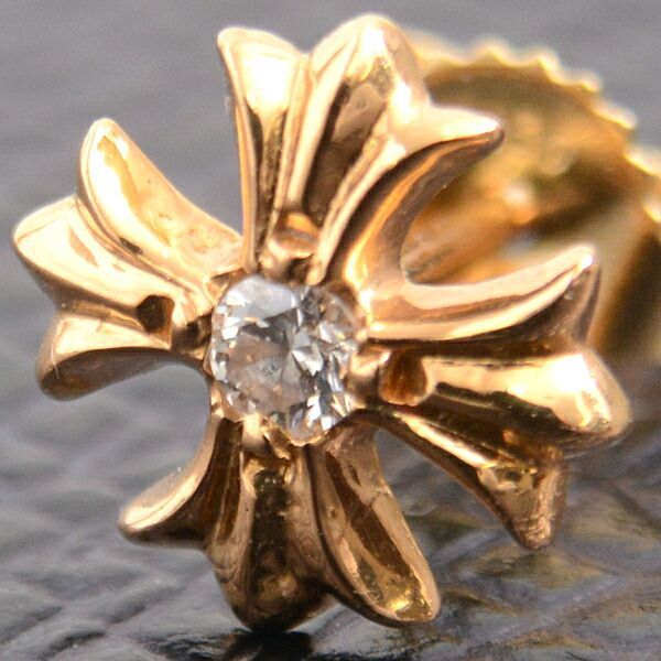 クロムハーツ22K NO2 CH PLUS スタッドピアスゴールド片耳用 CHROME