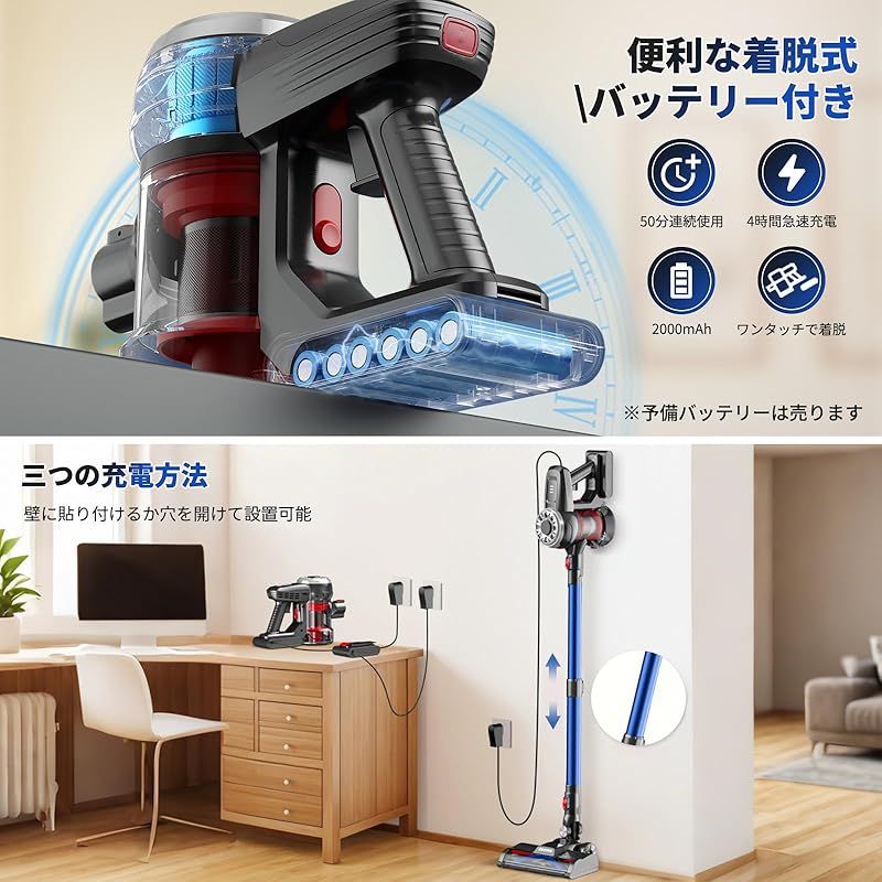Hearten 掃除機 コードレス【超軽量自走式設計・グリーンLEDライト搭載