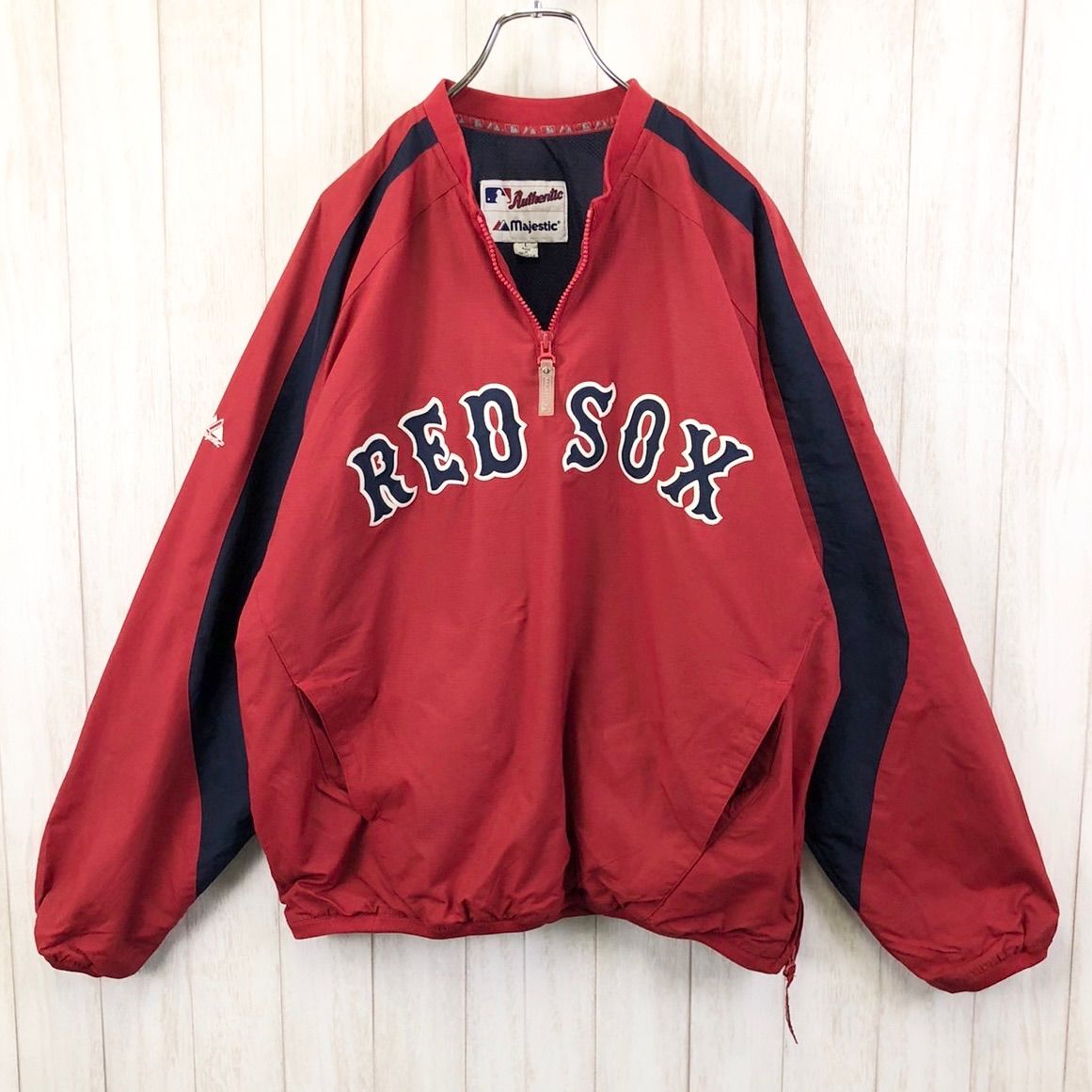 購入安い【一点物】MLBレッドソックスRED SOXリバーシブルジャケット刺繍ナイロン ジャケット・アウター