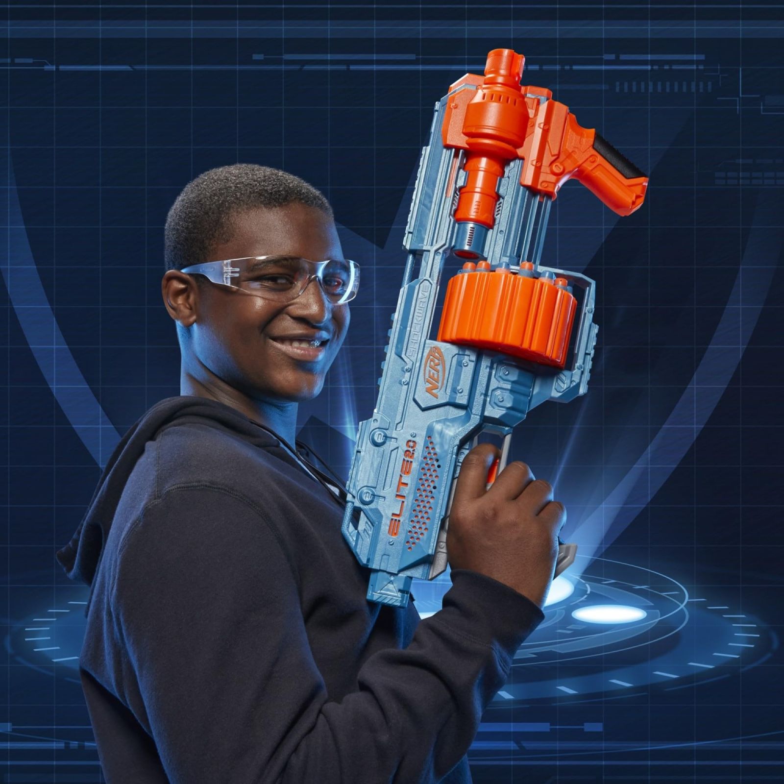 ハズブロ(HASBRO) ナーフ エリート2.0 ショックウェーブ RD-15 手動ブラスター 連射 対象年齢8才以上 公式エリートダーツ30本付属 ダーツ15本装填可能な回転式ドラム+タクティカルレール搭載 E9527 [15本:ショックウェーブ] [単品]