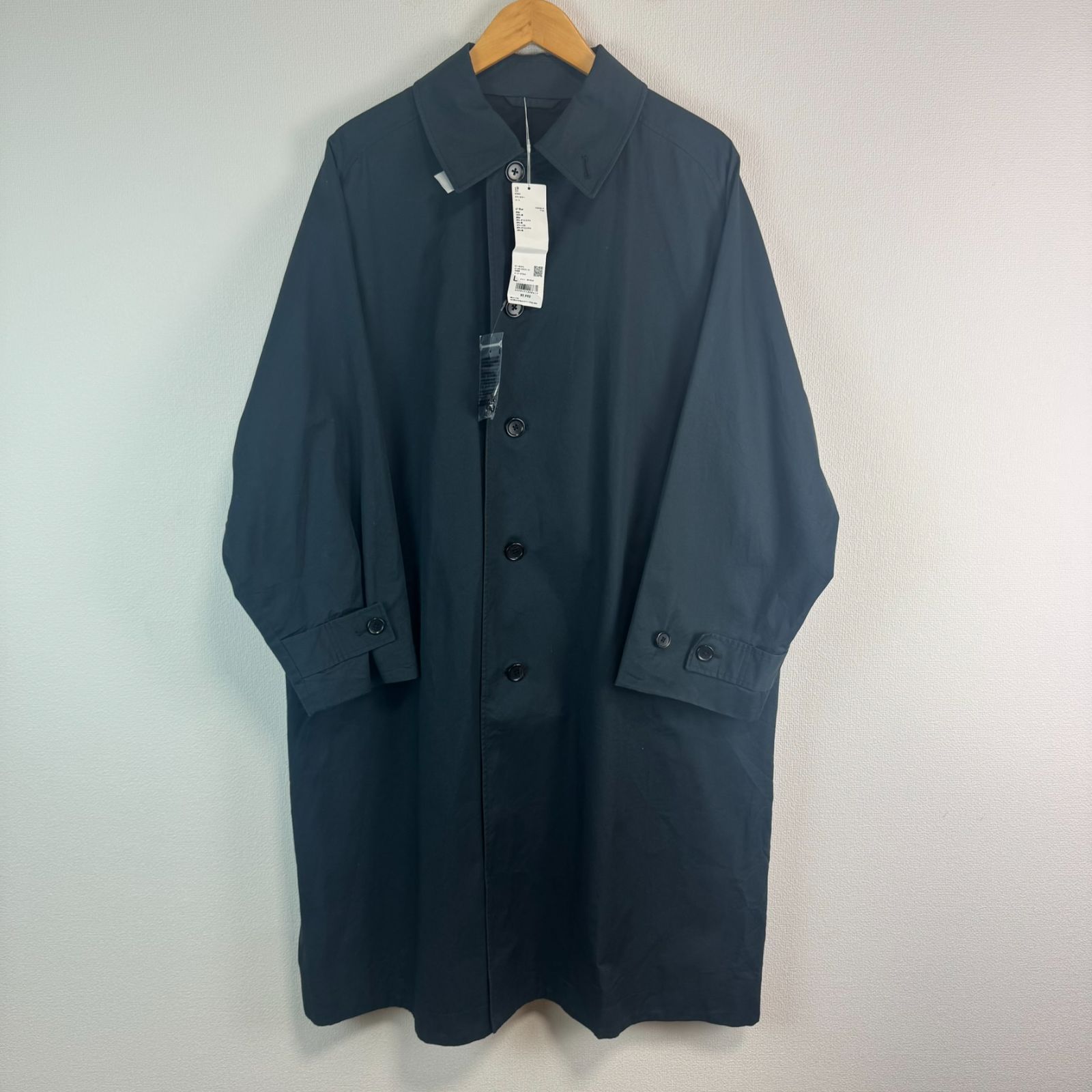 【未使用】ピュアカシミヤ100% ロングコート 大きいサイズ Aライン ネイビー 未使用】ピュアカシミヤ100% ロングコート 大きいサイズ Aライン