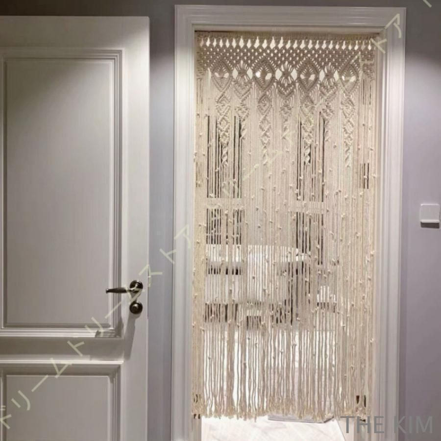 紐のれん 暖簾 ins風 ボヘミアン のれん 仕切りカーテン 間仕切り 綿糸 和風 ひものれん 仕切り 目隠し レトロ ベージュ ひもカーテン 間仕切り 装飾 紐0219CYB88 登場 HOMU-JOURNEY_COM