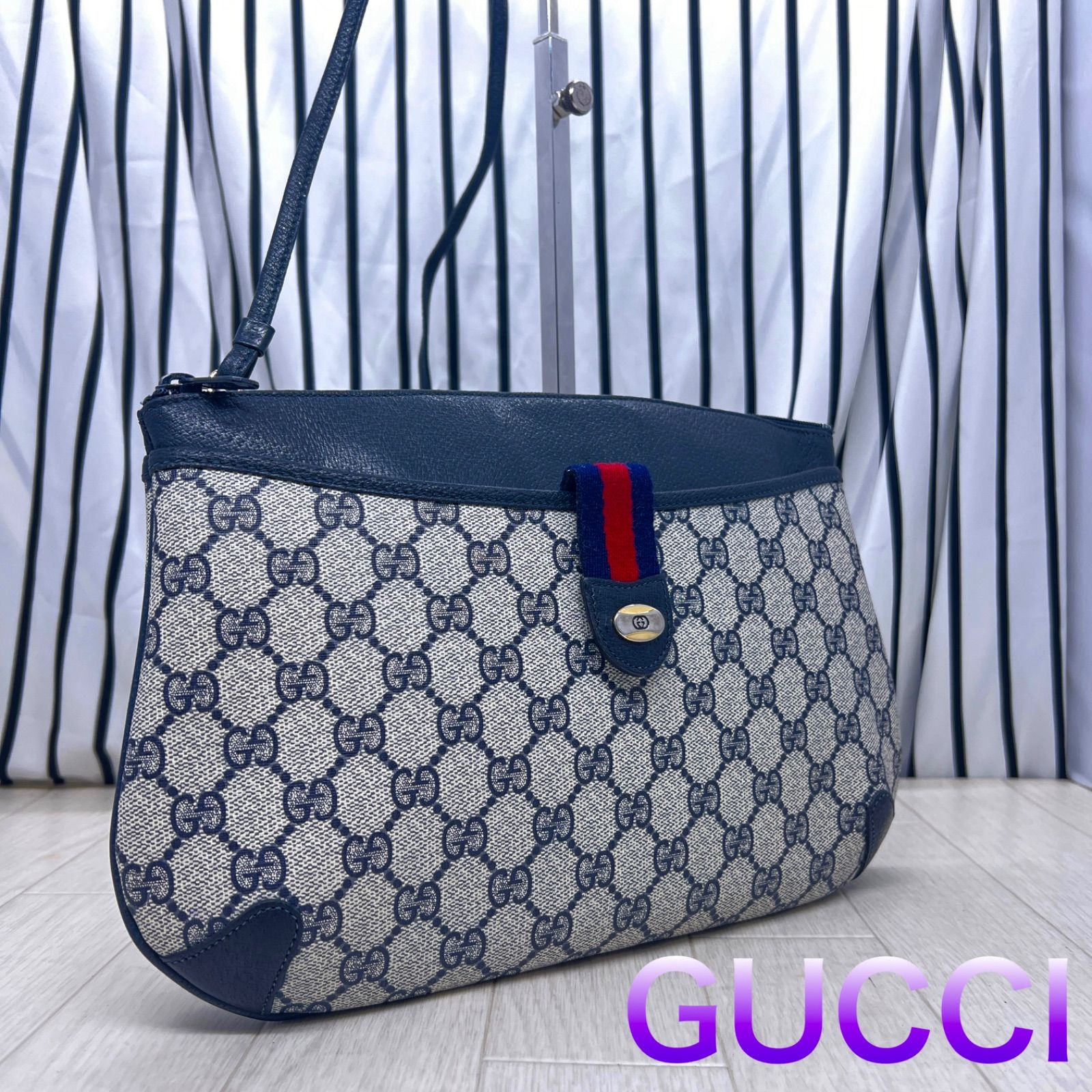 【美品】GUCCI オールドグッチ シェリーラインPVC斜めがけショルダーバッグ