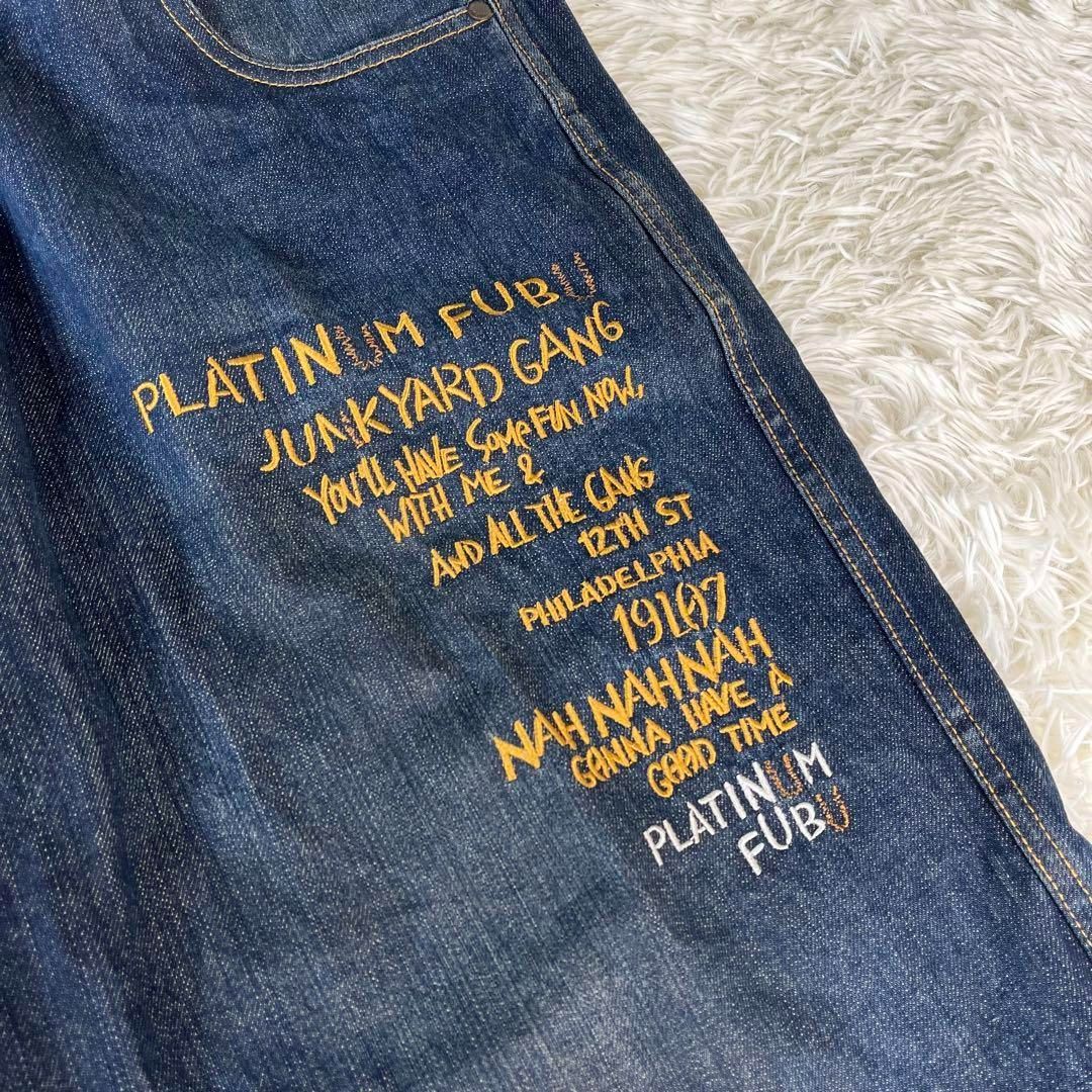 PLATINUM FUBU デニム ハーフパンツ 刺繍ロゴ 37980 PLATINUM FUBU プラチナムフブ シャイニーデニムショーツ ハーフ