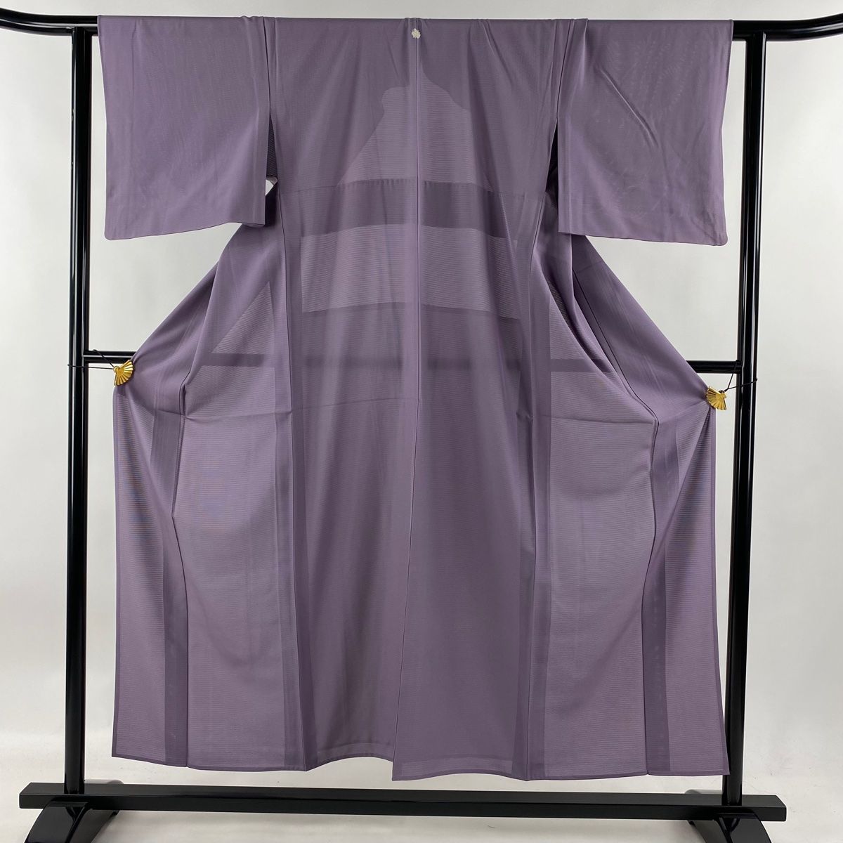 色無地 身丈155cm 裄丈62cm S 薄物 絽 紫 正絹 名品 一つ紋